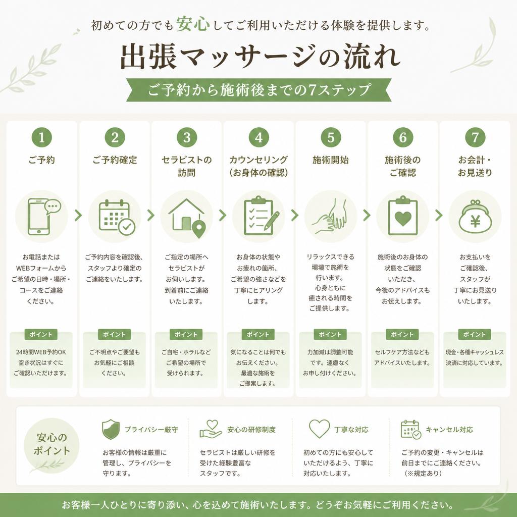 施術の流れ：初めての方でも安心